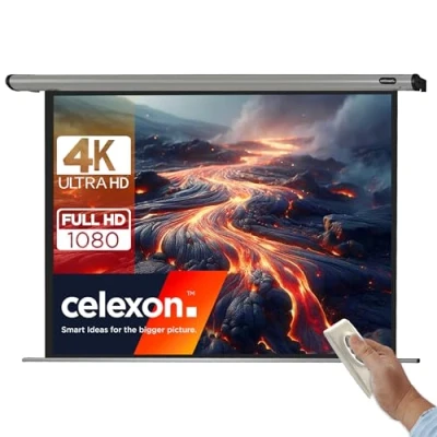 Abbildung von 120&quot; Zoll Motor Leinwand celexon HomeCinema 4:3 240x180 cm grau 4K Full HD 3D elektrische für Heimkino Projektionen und Büro Präsentationen mit Ihrem Beamer Decken / Wand Montage