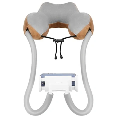 Abbildung von MoKo Handyhalter mit Halskissen, 360 Einstellbar Handyhalterung U Förmigem für 5,5&quot; 11&quot; Geräte wie iPhone 16/Pro/Pro Max/Plus, 15/Pro/Pro 14/Pro/Pro Braun