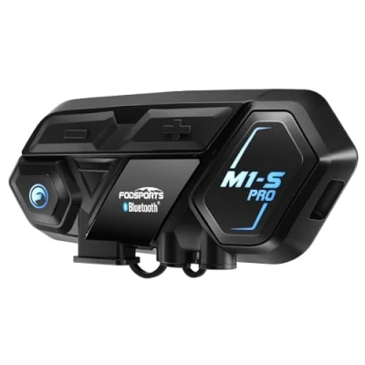 Abbildung von Fodsports M1 S Pro Motorrad Headset, 8 wege Intercom bis zu 2000m, Wireless Bluetooth 5.0 Universal Sprechanlage mit Musik Teilen, Geräuschunterdrückung, Sprachsteuerung, Wasserdicht