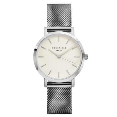 Abbildung von Rosefield Damenuhr The Tribeca Silber 33 mm Rundes Gehäuse mit Weißem Zifferblatt und silbernem Band TWS T52