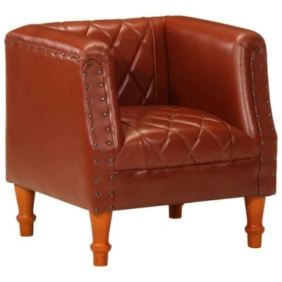 Abbildung von vidaXL Sessel Vintage Clubsessel Cocktailsessel Loungesessel Armsessel Ledersessel Polstersessel Relaxsessel TV Braun Echtes Ziegenleder