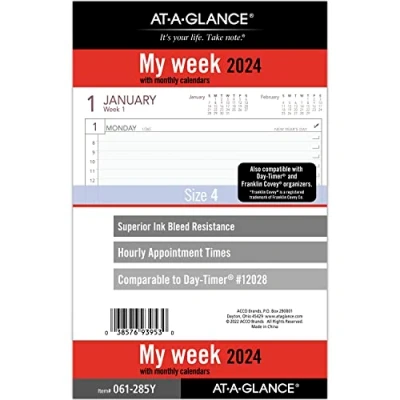 Abbildung von AT A GLANCE 061 285Y 24 Wochenplaner Nachfüllpackung, 14 x 21,6 cm, Schreibtischgröße, lose Blätter
