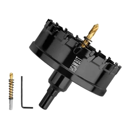 Abbildung von HSAWBIT 80mm Bohrer metall,TCT Hartmetall Schwarz für Löchern in Edelstahl,Eisen,Holz,Kunststoff