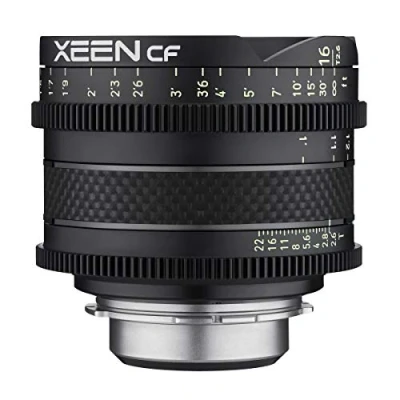 Abbildung von XEEN CF Cinema 16mm T2,6 Sony E Mount Vollformat professionelles Cine Objektiv Carbon Linsenzylinder extrem kompakt und besonders leicht, schwarz