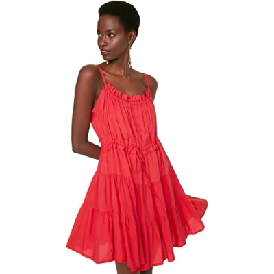 Abbildung von Trendyol Damen Binding, Detailed Sleeve Dress, Rot, 40 EU