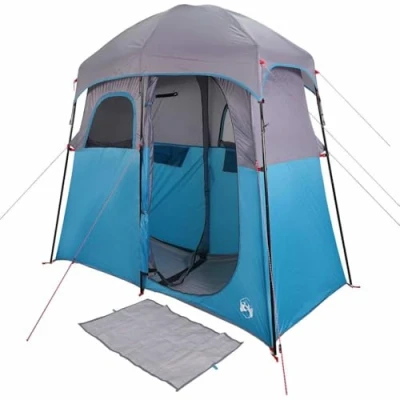 Abbildung von vidaXL Duschzelt, Umkleidezelt 2 Personen Wasserdicht, WC Toilettenzelt mit Abnehmbarem Überzelt, Lagerzelt Beistellzelt Tragbar Camping, Blau