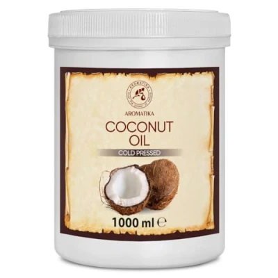 Abbildung von Kokosöl 1000ml Cocos Nucifera Indonesien Kaltgepresst Reines Kokosnussöl Unraffiniert Intensive Pflege für Gesicht Körper Haare Haut Körperpflege Öl