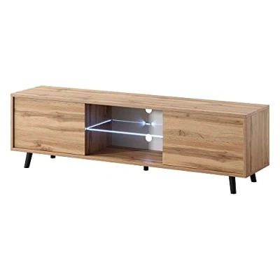 Abbildung von Selsey Lefyr TV Lowboard mit LED Beleuchtung 140 cm (Wotan Eiche Matt)