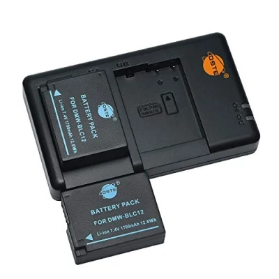 Abbildung von DSTE DMW BLC12 BLC12E (2 Stück) Wiederaufladbarer Akku Ersatzakku und Dual Ladegerät Kompatibel mit Panasonic BP DC12,Sigma 51,V LUX4,DMC GX8 G85 G7 FZ2000 FZ2500 FZ200 FZ300,Leica Q Kamera usw