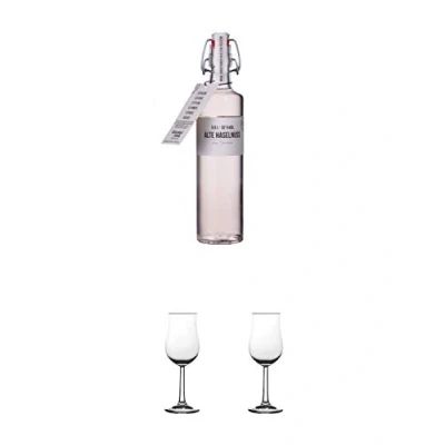 Abbildung von Birkenhof Haselnuss Edition Fasslagerung 0,5 Liter Deutschland + Nosing Gläser Kelchglas Bugatti mit Eichstrich 2cl und 4cl 1 Stück
