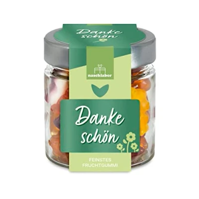 Abbildung von Dankeschön Fruchtgummis Das kleine &quot;Dankeschön&quot; für Frauen, Männer, Familie, Freunde, Nachbarn oder Kollegen Danke sagen Süßigkeiten Geschenk Glas