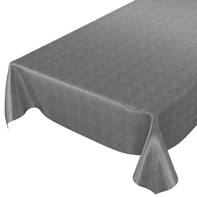 Abbildung von ANRO Wachstuchtischdecke Wachstuch Wachstischdecke Tischdecke Wachstuchdecke Anthrazit Leinenoptik 200x140cm eingefasst
