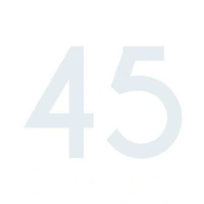 Abbildung von Zahlenaufkleber Nummer 45, weiß, 10cm (100mm) hoch, Aufkleber mit Zahlen in vielen Farben + Höhen, wetterfest