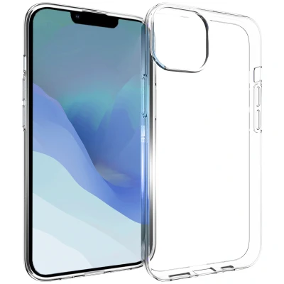 Abbildung von Apple iPhone 14 Hülle Silikon Accezz Soft Case/Backcover Handyhülle Transparent