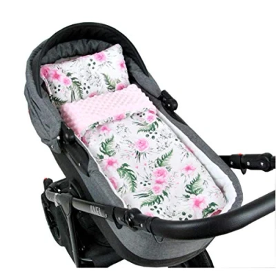 Abbildung von Kinderdecke BABYLUX Babydecke MINKY 2Set Kuscheldecke Decke 75 x 60cm Kinderwagen, BabyLux, MP110 Rosa + Blumen
