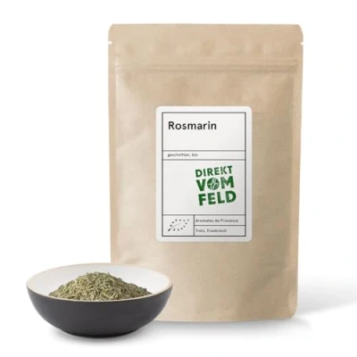 Abbildung von Direkt vom Feld® Rosmarin Die Provence auf deinem Teller BIO, gerebelt (90g Nachfüllpack)