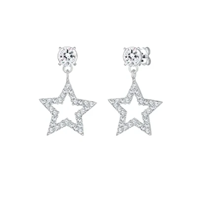 Abbildung von Elli Sterne Sparkling Kristalle Ohrringe, Damen, Größe: One Size, Silber