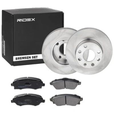 Abbildung von RIDEX 3405B1567 Bremsscheiben und beläge Vorderachse voll mit Bremsbelägen akustischer Verschleißwarnung OPEL: Corsa C Schrägheck