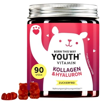 Abbildung von Kollagen &amp; Hyaluron Gummibären Beauty Komplex mit 2500 mg VERISOL® Coenzym Q10 Vitamin C und E für natürliche Hautpflege 90 Stück Zuckerfrei Bears with Benefits