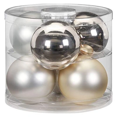 Abbildung von Magic Weihnachtskugeln Glas 10cm 6 STK. Christbaumkugeln Christbaumschmuck Farbe: Cloud Dancer weiß Elfenbein Champagner