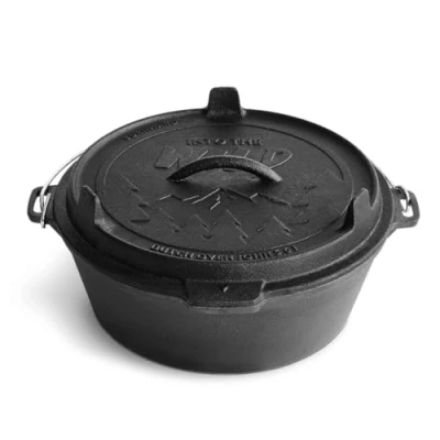 Abbildung von BURNHARD Dutch Oven Pre Seasoned, 6qt 5,6 Liter, Gusseisen Feuertopf, Schmortopf mit Deckelheber ohne Füße