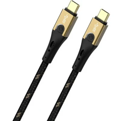 Abbildung von Oehlbach Primus USB Kabel Typ C zu State of The Art Super Speed 10 Gbit/s 40W Fast Charge Schnellladung hochflexibel HPOCC 3 Fach Schirmung 4K 60Hz Farbe Schwarz/Gold 2 Meter