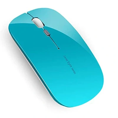 Abbildung von Uiosmuph Q5 Kabellos Maus, Wiederaufladbar Funkmaus 2.4G Leise Ultra Dünn Wireless Computermaus 1600 DPI mit Mäuse USB Empfänger Typ C für Laptop, PC, Linux (Blau)