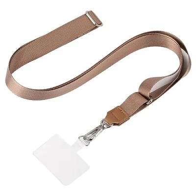 Abbildung von mtb more energy Universal Handykette SoftBand Bronze Metallteile Farbe Silber kompatibel mit vielen Handyhüllen hochwertiges glänzendes Band zum Umhängen