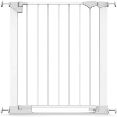 Abbildung von Safetots Sicherheitsstuffen Treppenschutzgitter, Weiß, 68cm 75cm, Extra Niedrige Durchgangshöhe, Druckmontage Sicherheitsgitter, Kinderschutzgitter für Treppen, Einfache Installation