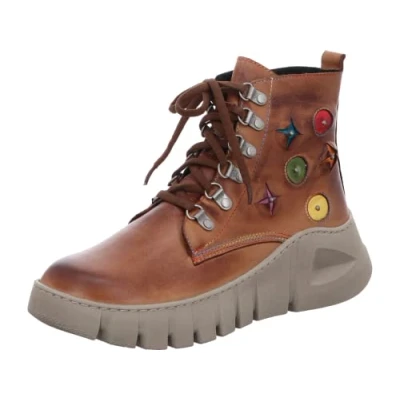 Abbildung von Gemini Damen Stiefelette Boot Lasercut profilierte Plateausohle 033305 02, Größe:40 EU, Farbe:Braun