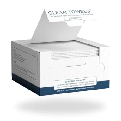 Abbildung von Clean Skin Club Towels™,100% USDA Biobased Dermatologist Approved Face Towel,klinisch getestetes EinwegGesichtstuch,Gesichtswaschlappen,ultraweiche Makeup Entferner Trockentücher,1 Packung,25St.