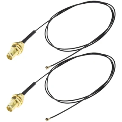 Abbildung von eMagTech 2 Stück IPEX 4 auf RP SMA Kabelantennenersatz, kompatibel mit Intel AX200NGW 8265AC 8265NGW 7265AC 9560AC M.2 NGFF IPX U.FL MHF4 Koaxial Pigtail Kabel