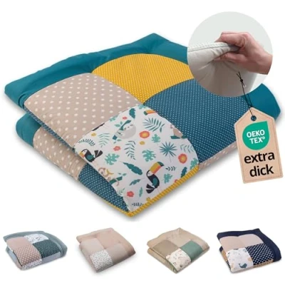 Abbildung von Krabbeldecke Baby &quot;Dschungel&quot; (Made in EU), ULLENBOOM ®, Dick gepolstert, Außenstoff 100% Baumwolle, verschiedenen Größe