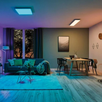 Abbildung von Paulmann 79808 LED Panel Amaris 595x295mm RGBW Smart Home Zigbee eckig incl. 1x22 Watt dimmbar Deckenleuchte Weiß matt Metall Wohnzimmerlampe 2700 K