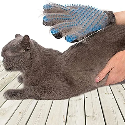 Abbildung von SSRIVER Haustier Fellpflegehandschuh Sanfte Enthaarung und effiziente Massage für Hunde, Katzen Pferde Pet Mitt mit Bürsten kurzes langes Fell (1 Rechte Hand)