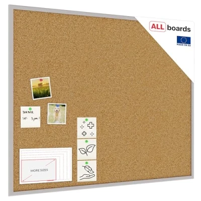 Abbildung von ALLboards Pinnwand mit Grauem Holz Rahmen 100x80cm Korktafel Korkwand Kork