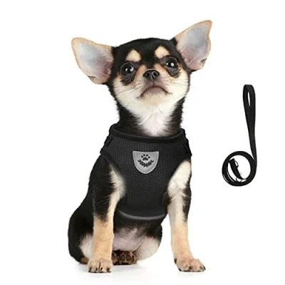Abbildung von FEimaX Katzengeschirr Geschirr mit Leine Ausbruchsicher Weich Mesh Welpengeschirr Reflektierend Verstellbar Katzen Weste für Kleine Hunde Chihuahua