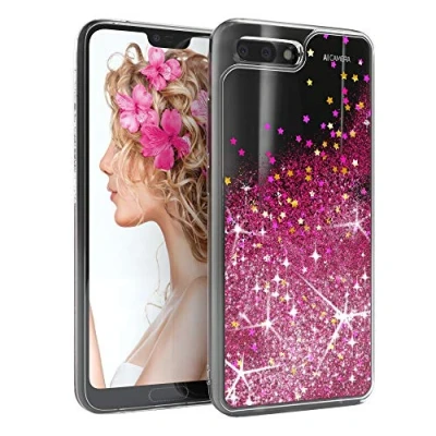 Abbildung von EAZY CASE Hülle kompatibel mit Honor 10 Schutzhülle Flüssig Glitzer, Handyhülle, Schutzhülle, Back Cover Glitter Flüssigkeit, TPU/Silikon, Transparent/Durchsichtig, Pink