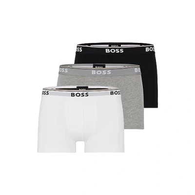Abbildung von BOSS Herren 3 Pack Stretch Cotton Regular Fit Trunks Badehose, Weiß/Grau/Schwarz, Large (3er Pack)