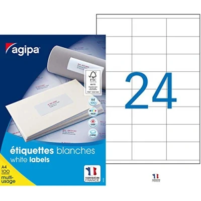 Abbildung von agipa 119006 Universal Etiketten, 70 x 35 mm, weiß, rechteckig