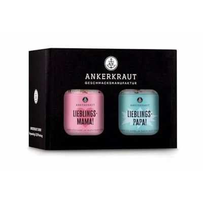 Abbildung von Ankerkraut Lieblingseltern Geschenk Box, zum Muttertag, Vatertag, mit Rosa Bergsalz und Chili Salz, Sonderedition, 315 g