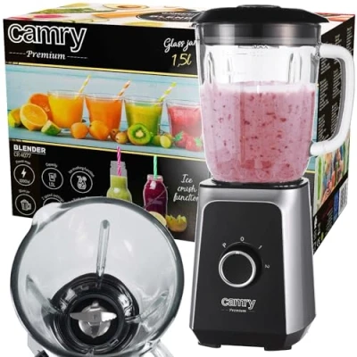 Abbildung von Camry Standmixer CR 4077, 1000 W, 2 Geschwindigkeitssufen, 1,5 L Glasbehälter, Klingen aus Edelstahl, mit Ice Crusher, Smoothie Maker, Mixer, Schwarz