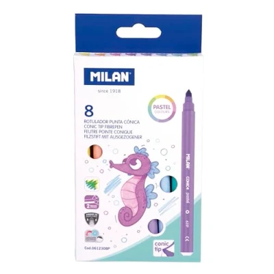 Abbildung von MILAN® Box mit 8 Filzstiften, konische Spitze, Pastellfarben