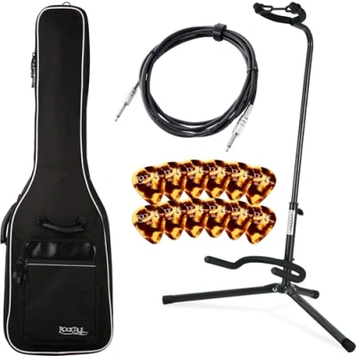 Abbildung von ROCKTILE E Bass Zubehörset inklusive Gigbag Basstasche gepolstert für Bassständer Plektren und Instrumentenkabel