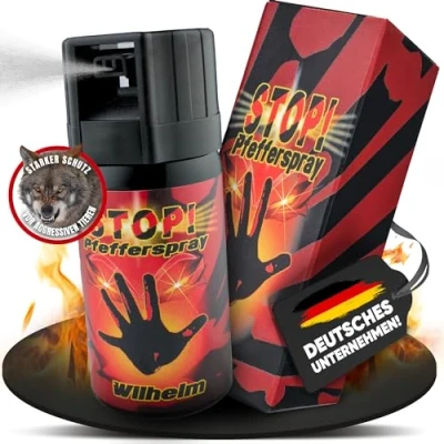 Abbildung von 1 x Wilhelm Pfefferspray 40 ml Tierabwehr Selbstverteidigung CS KO Spray hochdosiert (ca. 2 Mio. Scoville) effektives Verteidigungsspray
