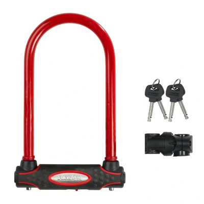 Abbildung von MASTER LOCK Bügelschloss [Schlüsselschloss] [mit Halterung] [Zertifiziertes Fahrrad Schloss Secure Gold Zertifikat] [Rot] 8195EURDPROCOLR Ideal für Fahrräder