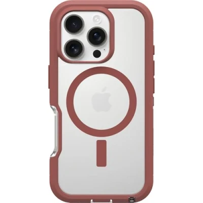 Abbildung von OtterBox Defender Series XT MagSafe Hülle für iPhone 16 Pro, stoßfest, Ultra robust, schützende Hülle, 7X getestet nach Militärstandard, Transparent/Braun
