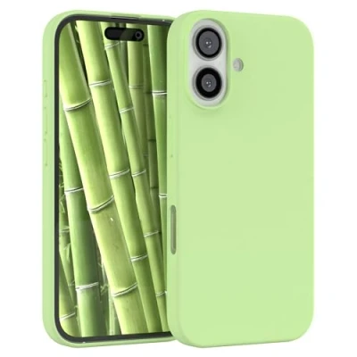 Abbildung von EAZY CASE Premium Silikon Handyhülle kompatibel mit iPhone 16 Slimcover Kameraschutz und Innenfutter, Silikonhülle, Schutzhülle, Bumper, Handy Case, Hülle, Softcase, Grün