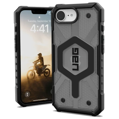 Abbildung von iPhone 16e Hülle MagSafe Kunststoff UAG Hard Case/Backcover Handyhülle Dunkelgrau Shockproof/Stoßfest