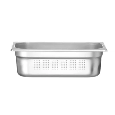 Abbildung von HENDI Gastronormbehälter, Temperaturbeständig von 40 bis 300C, Heissluftöfen Kühl und Tiefkühlschränken Chafing Dishes Bain Marie, perforiert, 4L, GN 1/3, 325x176x(H)100mm, Edelstahl 18/10